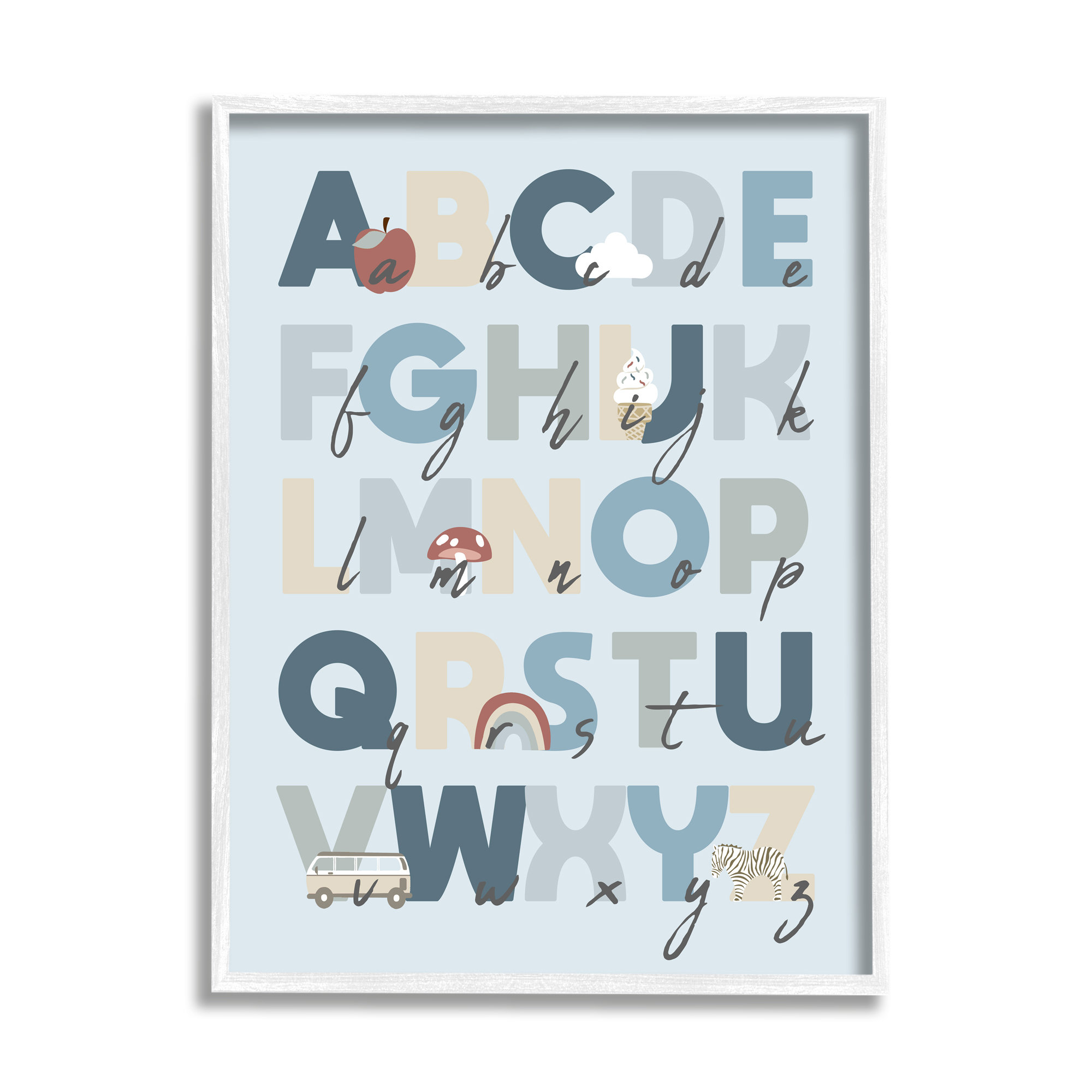Stupell Industries Soft Blue Alphabet Chart Framed Giclee Art by Lil ...