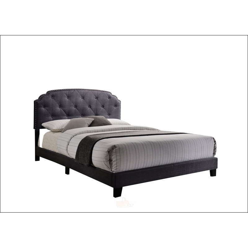 Gray Fabric Queen Bed