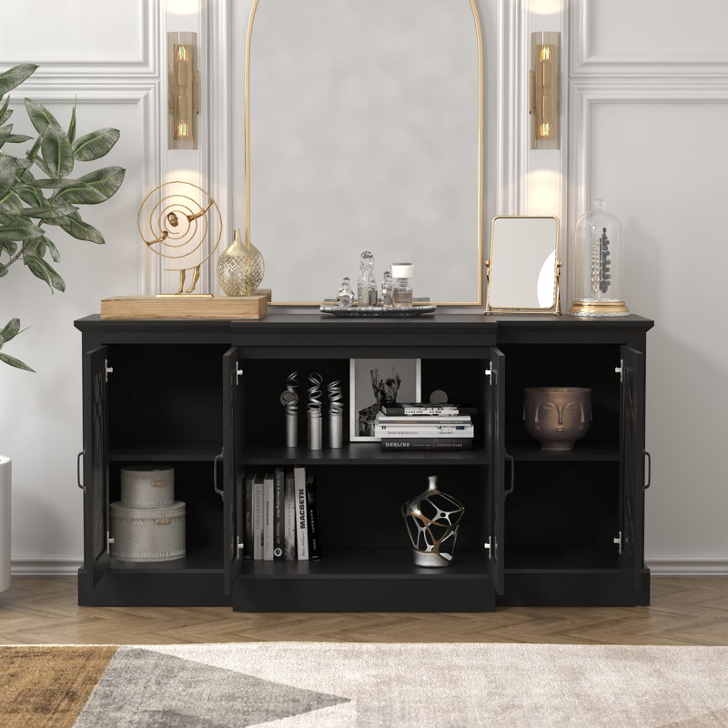 Eleana 60.4'' 4 Door Wide Accent Sideboard, Black