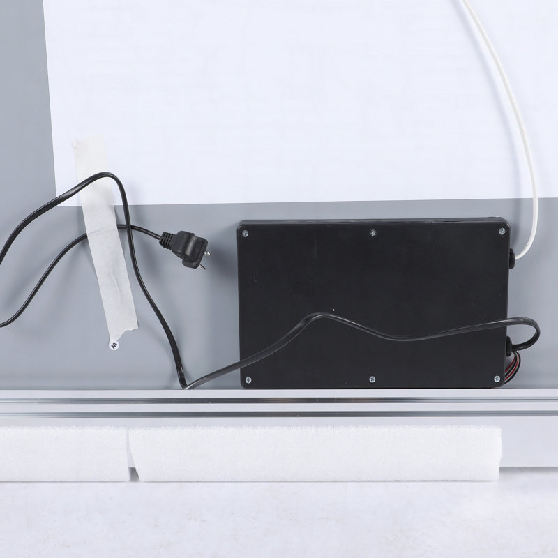 Miroir de meuble-lavabo à cadre 48 po x 32 po à DEL, cadre en aluminium avec lumières biseautées à angle biseauté à 45 °, 3 couleurs, antibuée, convenant à une décoration moderne