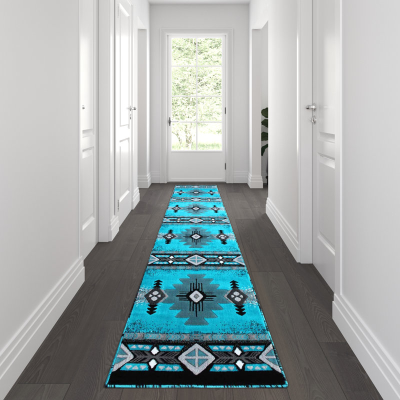 Leitha traditionnel en fibre d'oléfine, Tapis de couloir 2 pi 4 po x 11 pi