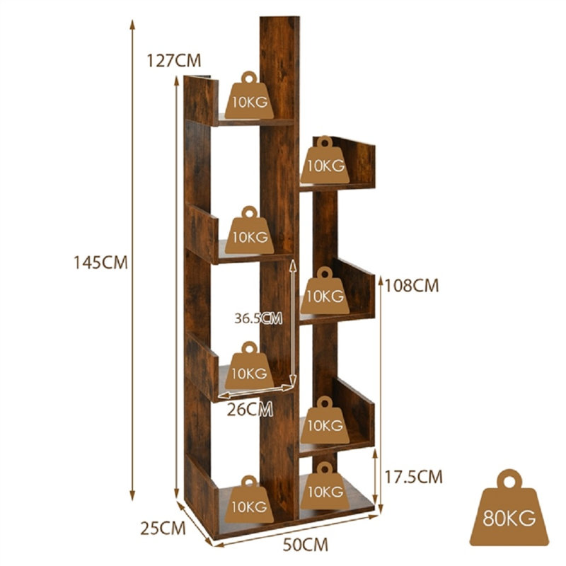 Myhia 145 cm H x 50 cm W Geometric Bookcase, Brown