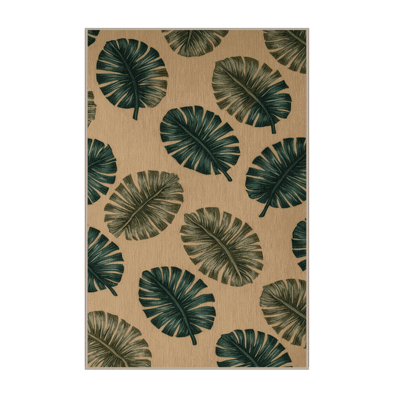 Washable Leaf Clusters Hawaiian Area Rug, Rectangle 6' x 9'