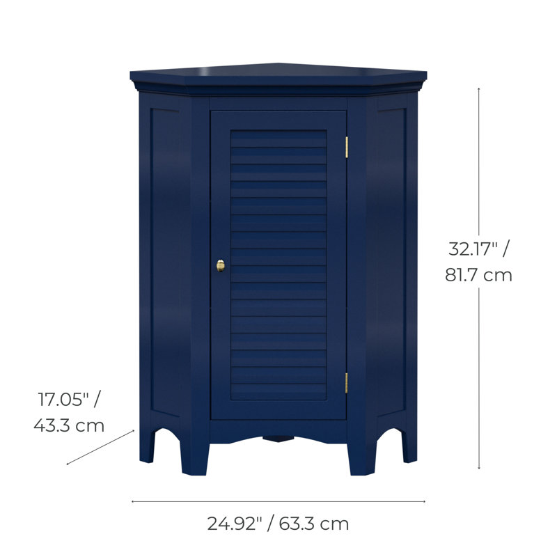 32" Glancy One Shutter Door Wooden Corner Stand Floor Cabinet, Navy