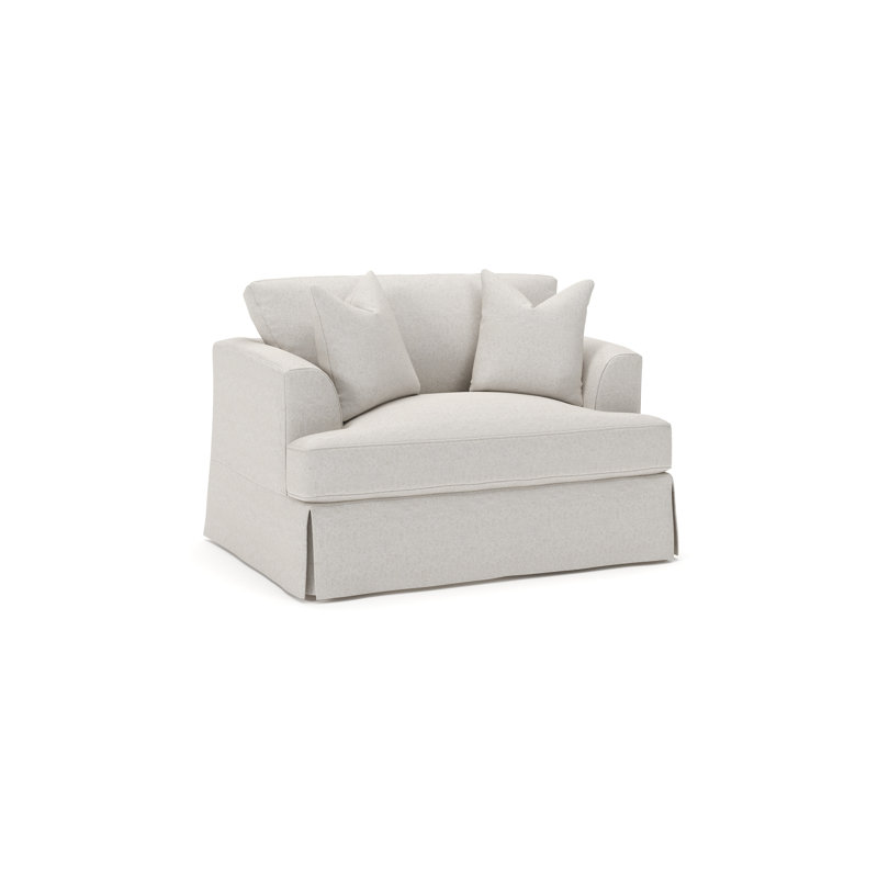 Lucia Slipcovered Chair and a Half, Macarena Light Gray Canvas