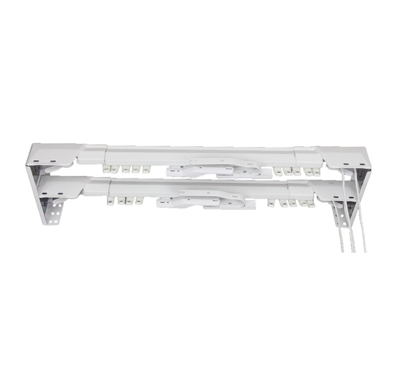 Adjustable White Steel Double Traverse Curtain Rod