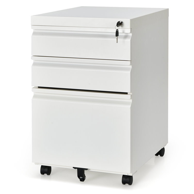 40 cm W 3 -Drawer Steel Filing Cabinet, White