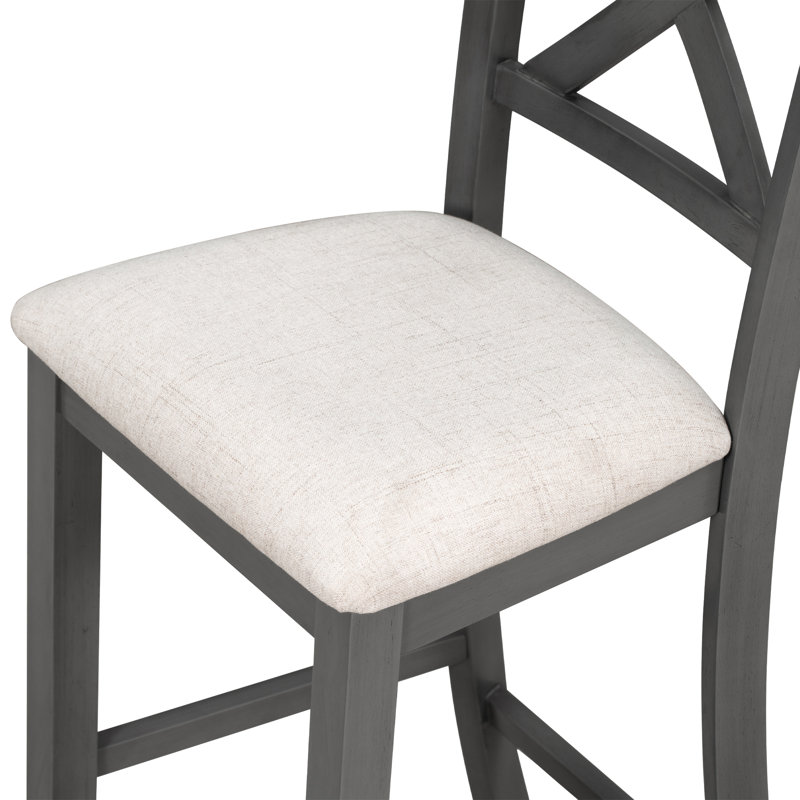 Ensemble de 6 tables de salle à manger à hauteur de comptoir avec 4 chaises et un banc pour la salle à manger, Gris
