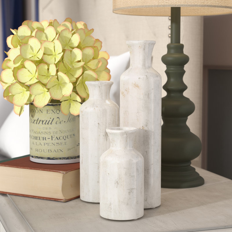 Baer Ceramic Table Vase, Distressed White