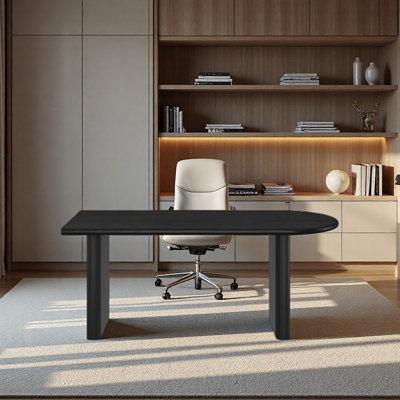 Black desk, semi-circular office and study table by Latitude Run