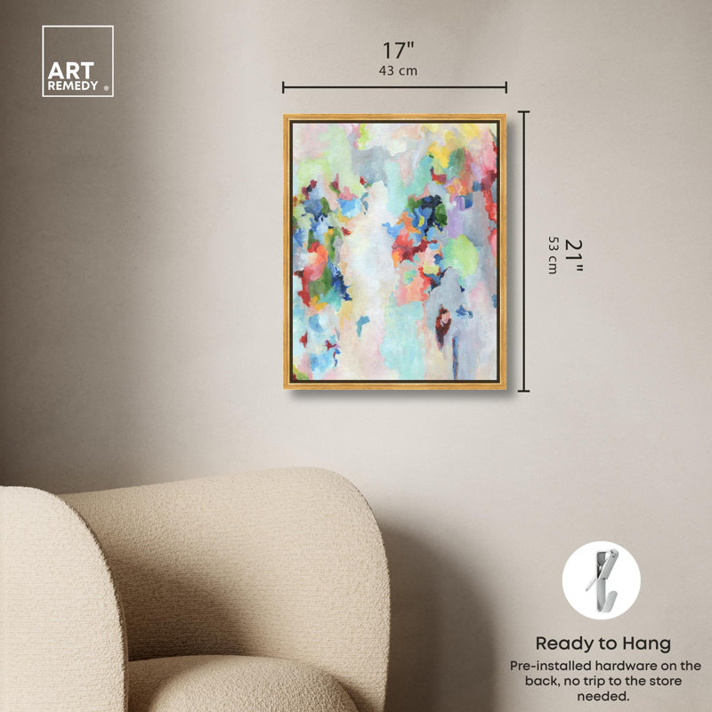 "Luminous Space", art floral par , H 21 po x l 17 po, Cadre flottant doré