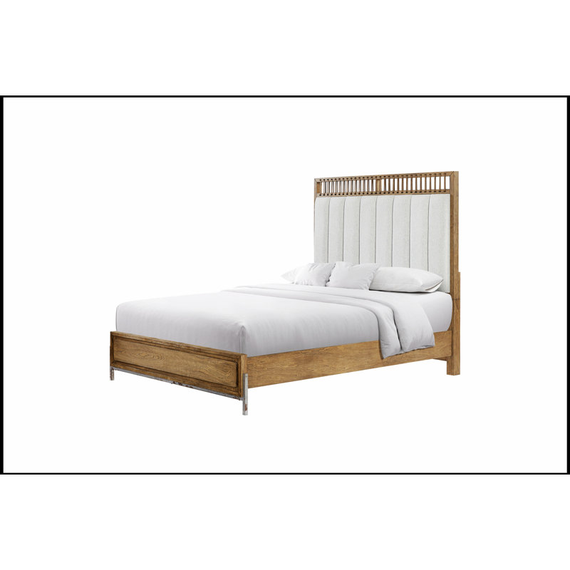 Upholstered and Strap Panel Bed with Elegant Design and Comfortable Sleeping Experience, Perfect for Modern Bedrooms.