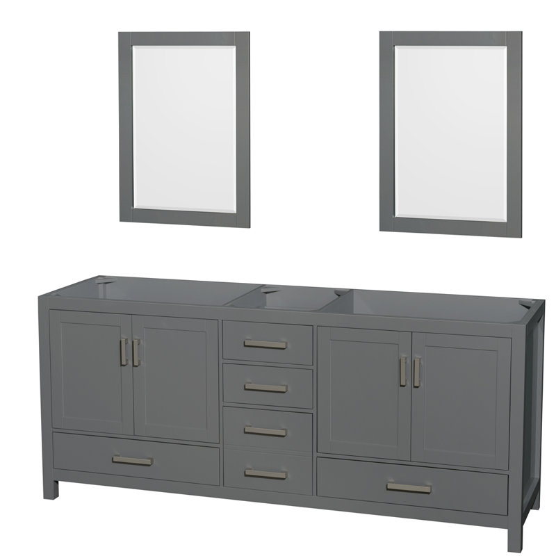 Sheffield 79" Double Bathroom Vanity Base Only, Dark Gray