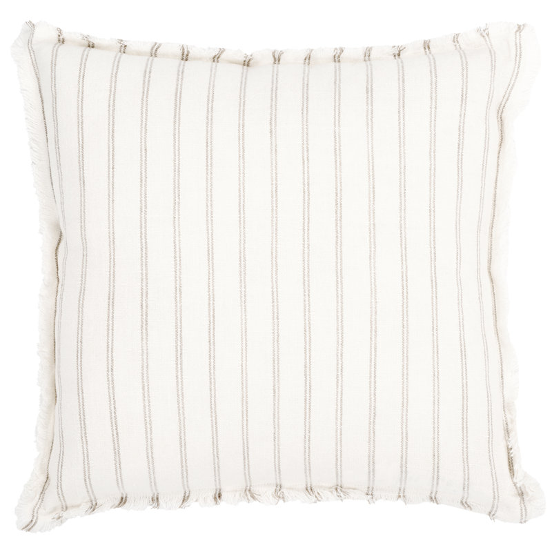 Coussin décoratif ivoire / naturel en lin à franges Bertie / Bert