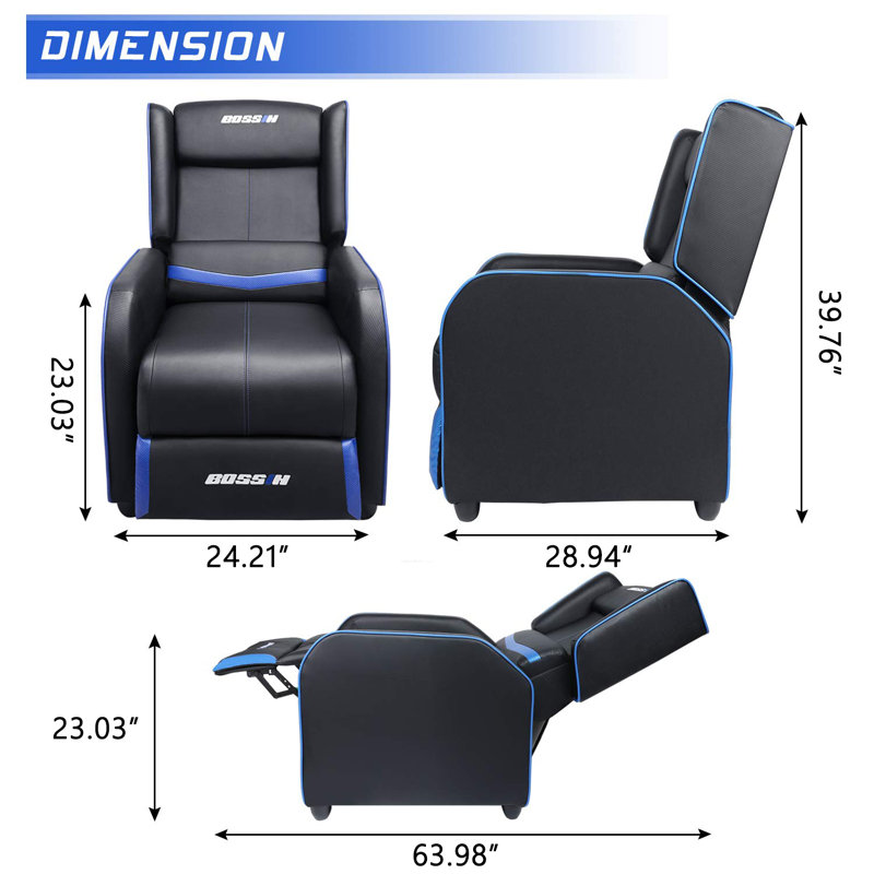 BOSSIN Adjustable Reclining Ergonomic Rocker Game Chair, Black