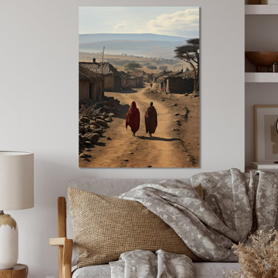 Village africain, Masai, art mural américain en métal, salon