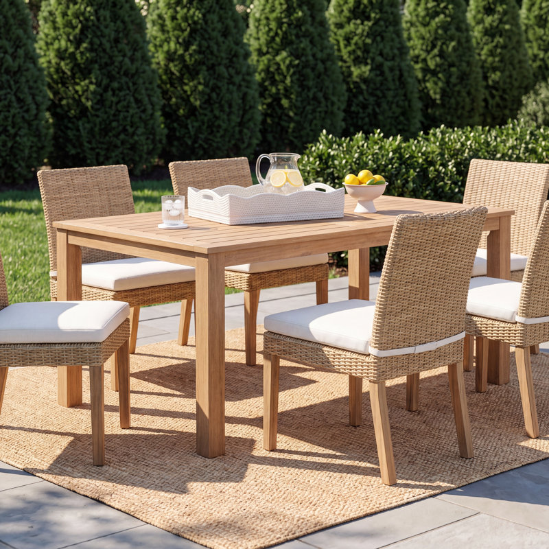 Morell Eucalyptus Outdoor Dining Table, Tan