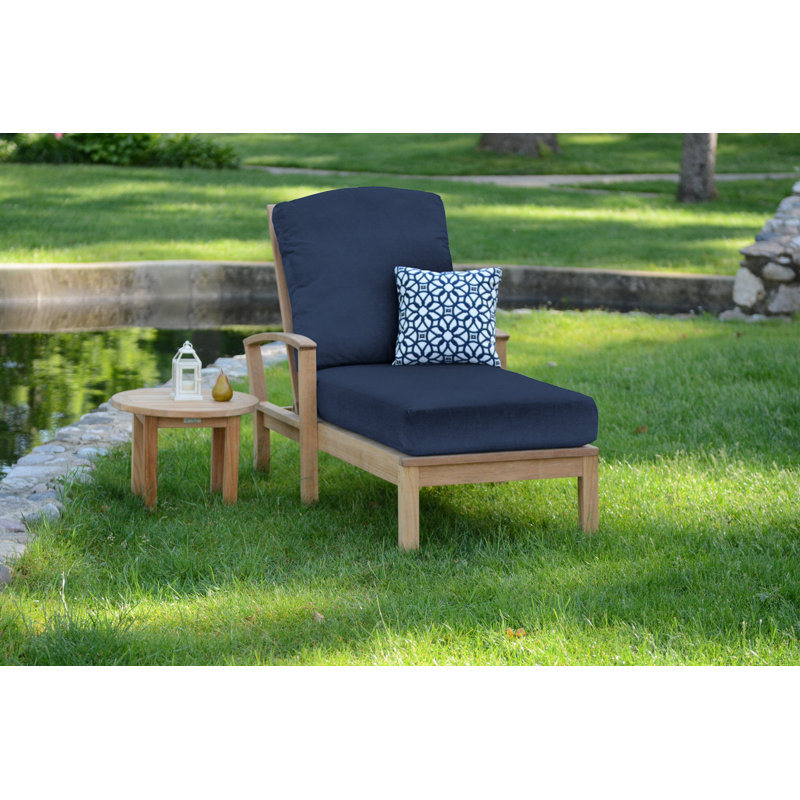St. Lucia Outdoor Teak Chaise Lounge, Canvas Navy Sunbrella® Canvas