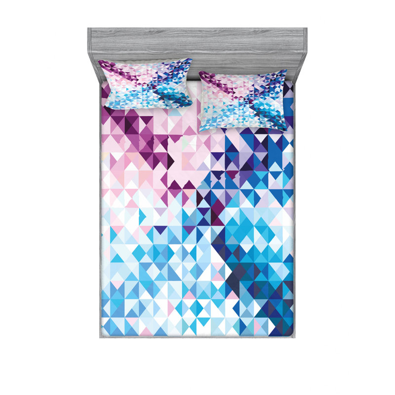 Microfiber Geometric Sheet Set, Full/Double Sheet Set with Fitted Sheet