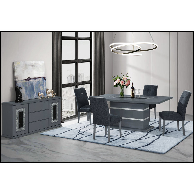Table de salle à manger Ariya, H 31 po x L 79 po x l 39 po, Gris