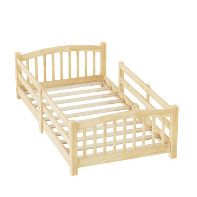 Floor Bed, Twin , Solid Wood, Guardrails, No Door, Easy To Assemble, Ideal For ' Bedroom Decor Wood Slats And Low - Ground, Encourages Independence In 'S Sleep Routine