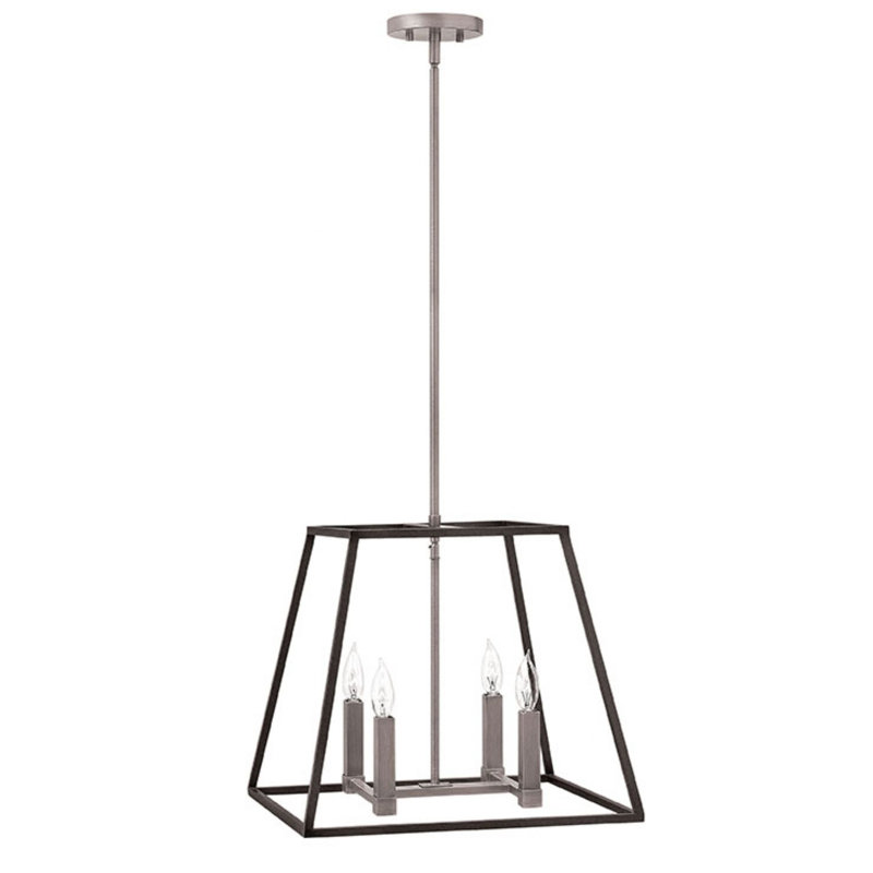Burley Oak 4 - Light Lantern Geometric Chandelier, 18" W