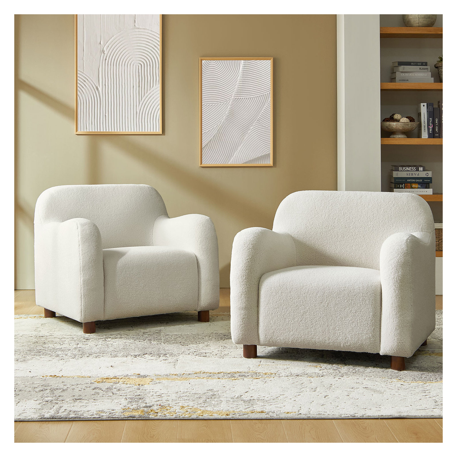 Berken Boulce Armchair, Ivory