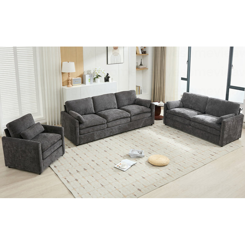 Ensemble de canapé rembourré Cozy surdimensionné Comfy Cloud Sofa, Gris