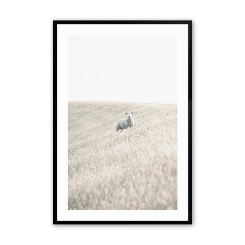 Serene Sheep Pasture, H 15 po x l 12 po x P 1,25 po, Cadre noir satiné