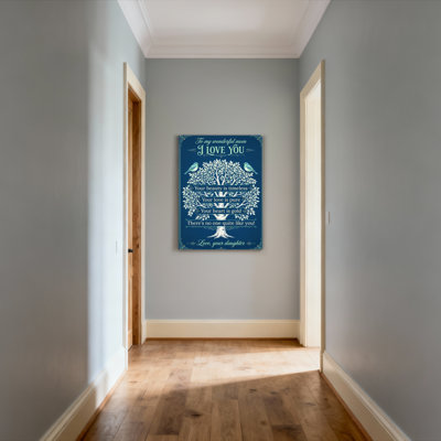 Arbre et oiseaux avec message d'amour sur toile tendue, reproduction de peinture à l'huile sur toile pour cadeau de fête des mères
