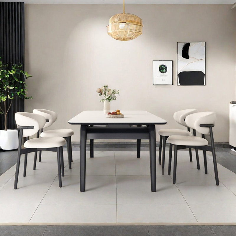 Modern minimalism rectangle dining table set, 29.5"H x 63"L x 31.5"W