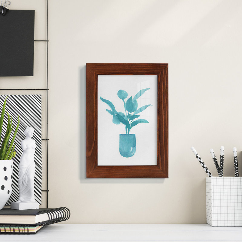 Watercolor House Plant VI - Impression encadrée avec verre, L 4 po x H 6 po x P 1 po, Cadre châtaignier
