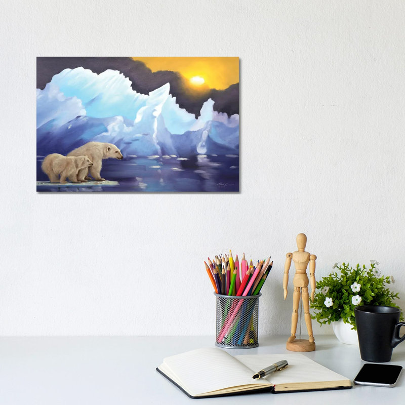 Polar Bears by D. "Rusty" Rust - No Frame Gallery-Wrapped Canvas Giclée on Canvas, 20.32cm H x 30.48cm W