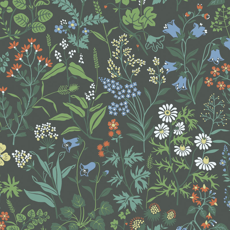 Papier peint Borastapeter Flora, Vert/bleu/orange
