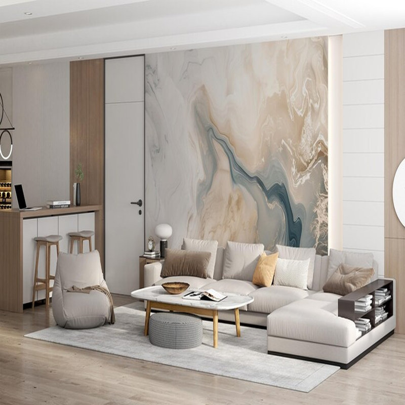 Elegant Aqua Cream Marble, 108" L x 160" W