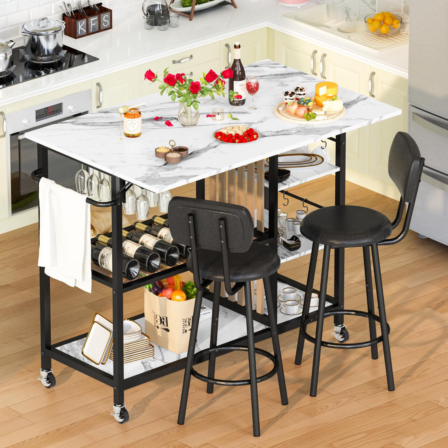 17 Stories 3-Piece Dining Table Set For Kitchen Breakfast Nook, Bar ...