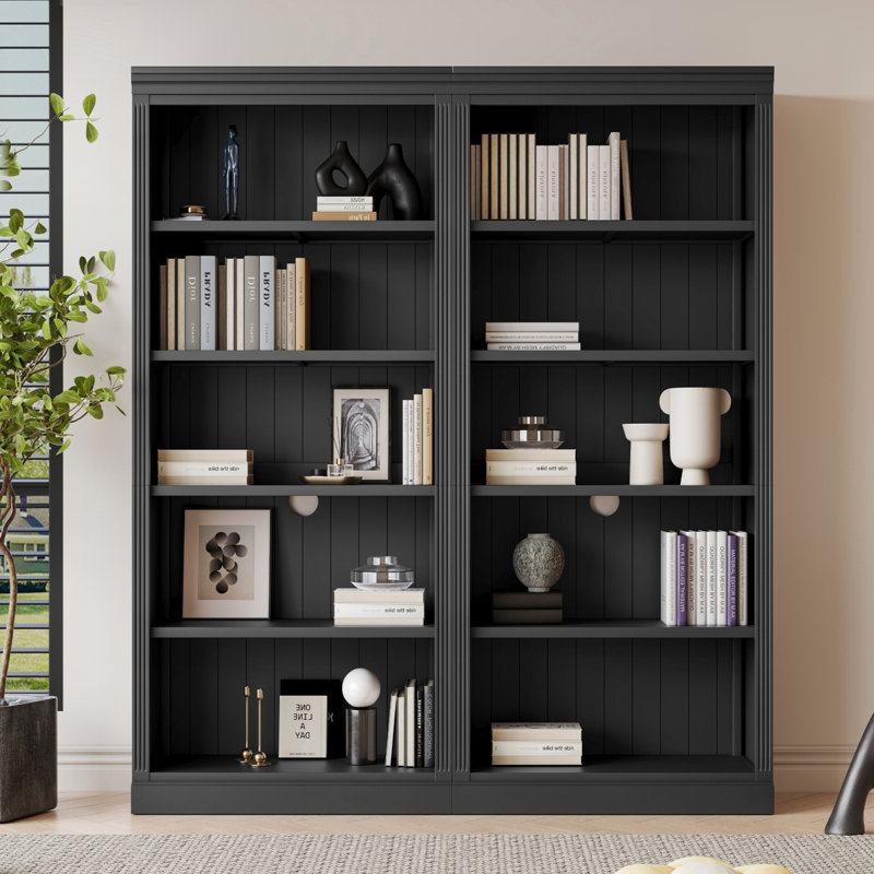 Tall Wood Bookcase Suite with Adjustable Shelves, Black