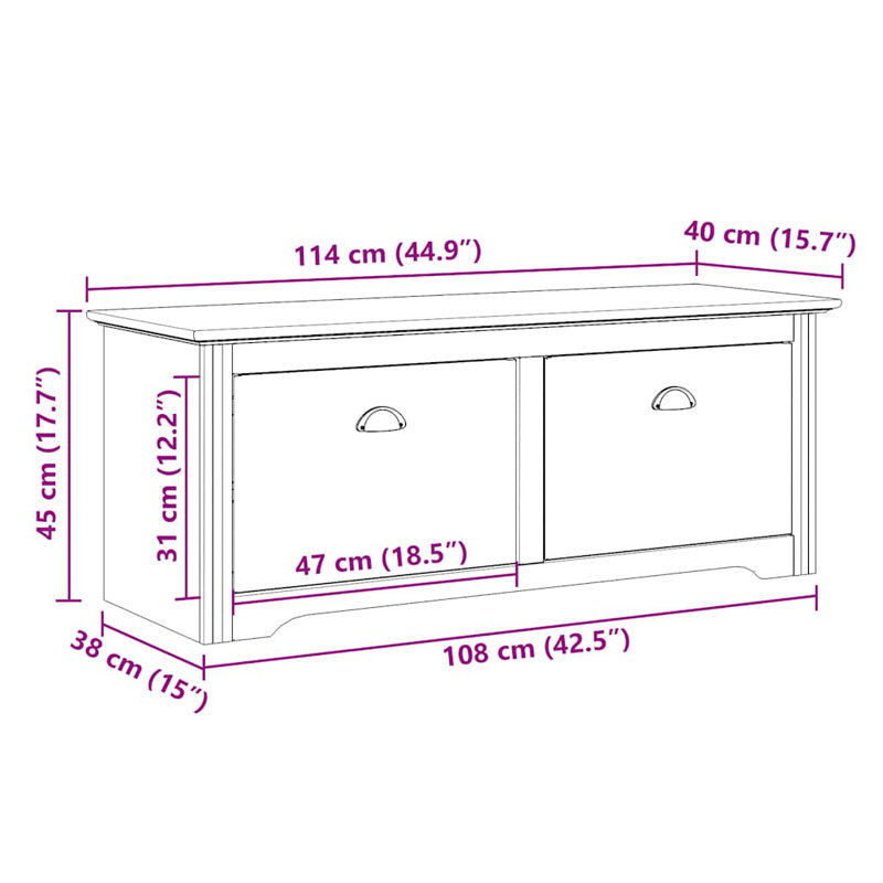 Hallway Bench BODO 114X40x45 Cm, White