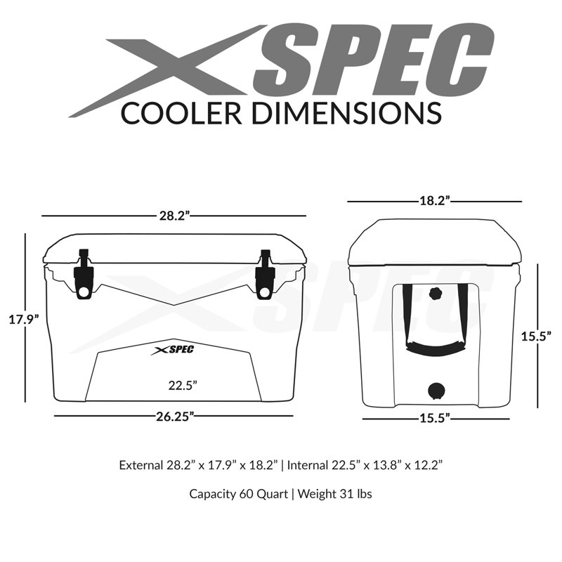 Xspec 60 Quart Seafoam Roto-Molded High Performance Cooler