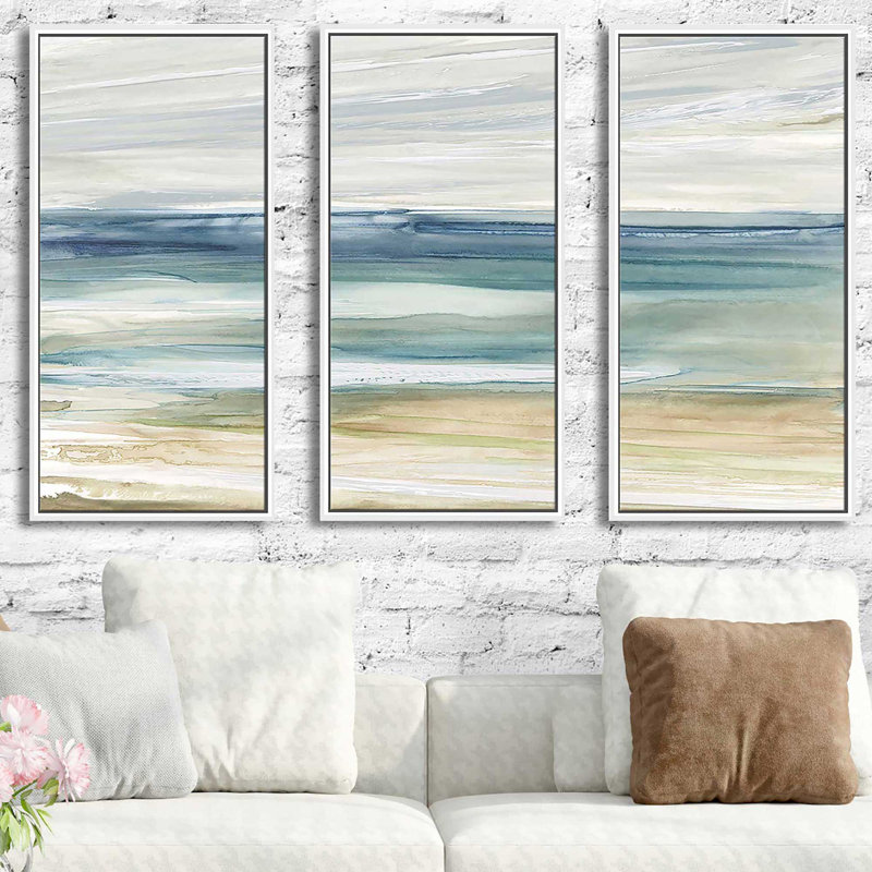«Ocean Breeze», peinture sur toile flottante 3 pièces, L 64,5 po x H 41,5 po