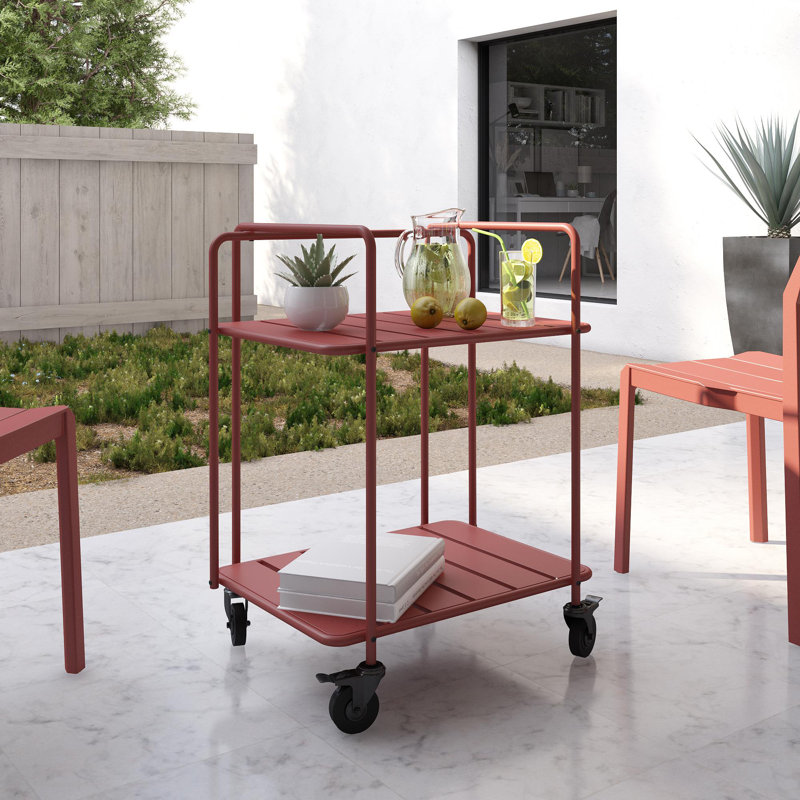 Eloria Metal Bar Cart, Red