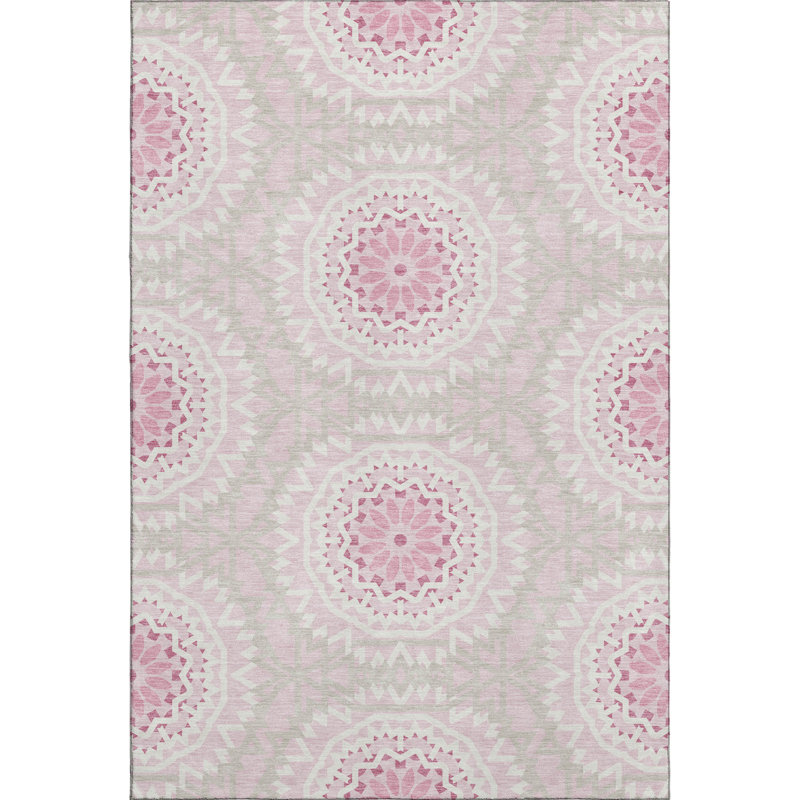 Premium Machine Washable Cerrito Pink Rug, Rectangle 8' x 10'