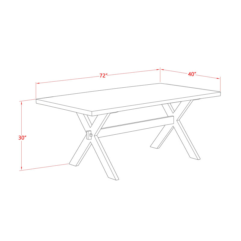 L'ensemble 5 pièces de table et chaises de cuisine comprend une table de salle à manger rectangulaire avec pieds en X et 4 chaises Parsons en tissu de lin, noir brossé