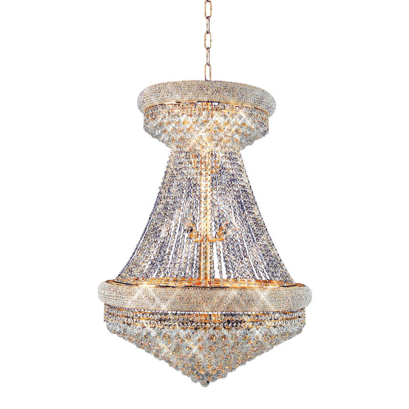 Lustre en cristal de la collection Primo en chrome 28 x 36, H 26 po x l 20 po x P 20 po, Or