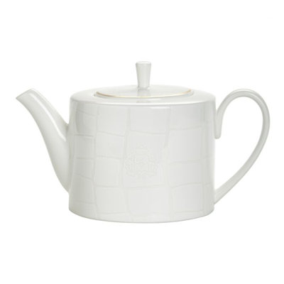 Alligator White China Teapot