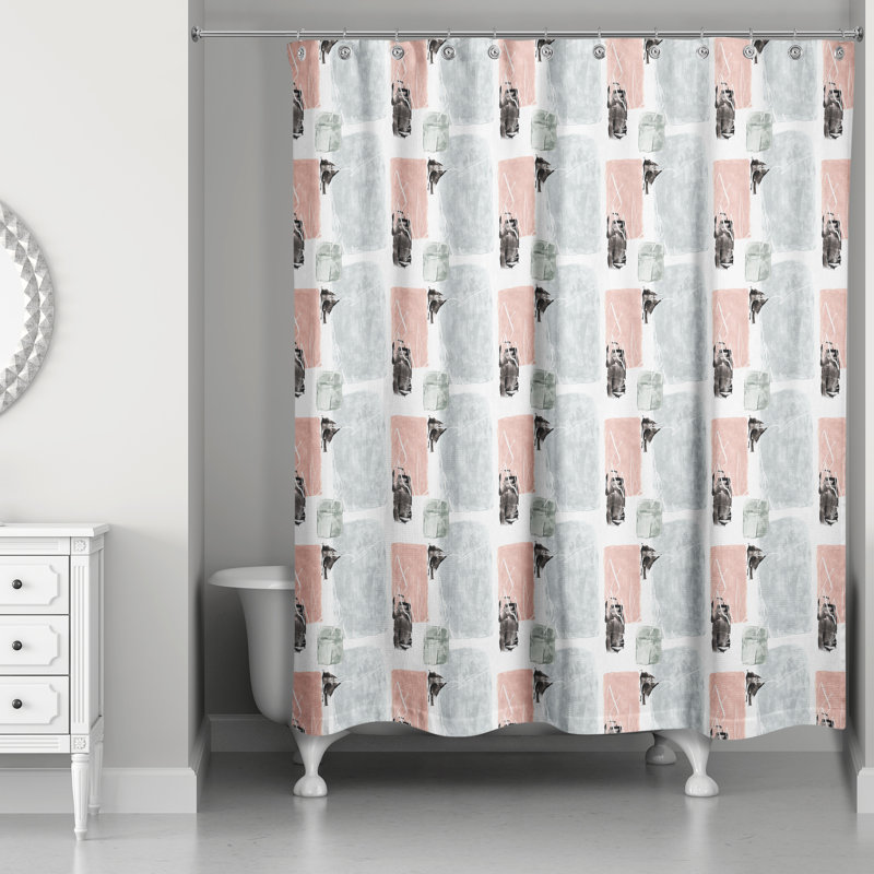 Geometric Shower Curtain with Hooks Included