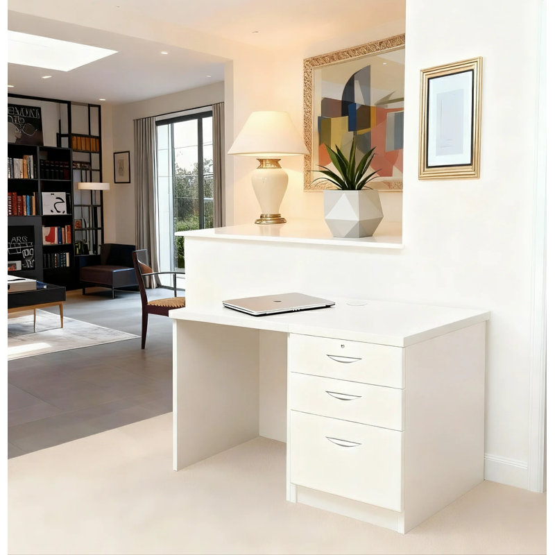 Walshaw Solid Wood Base Writing Desk, White