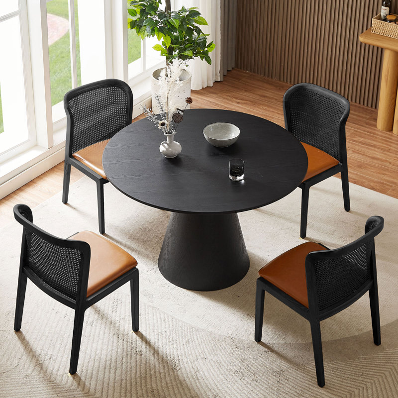 Korentin Round Unfinished Dining Table, Black