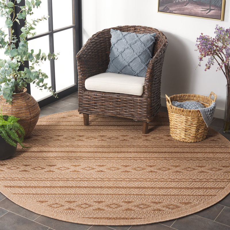 Tapis intérieur / extérieur en sisal toutes saisons Larmont, Rond 6 pi 7 po