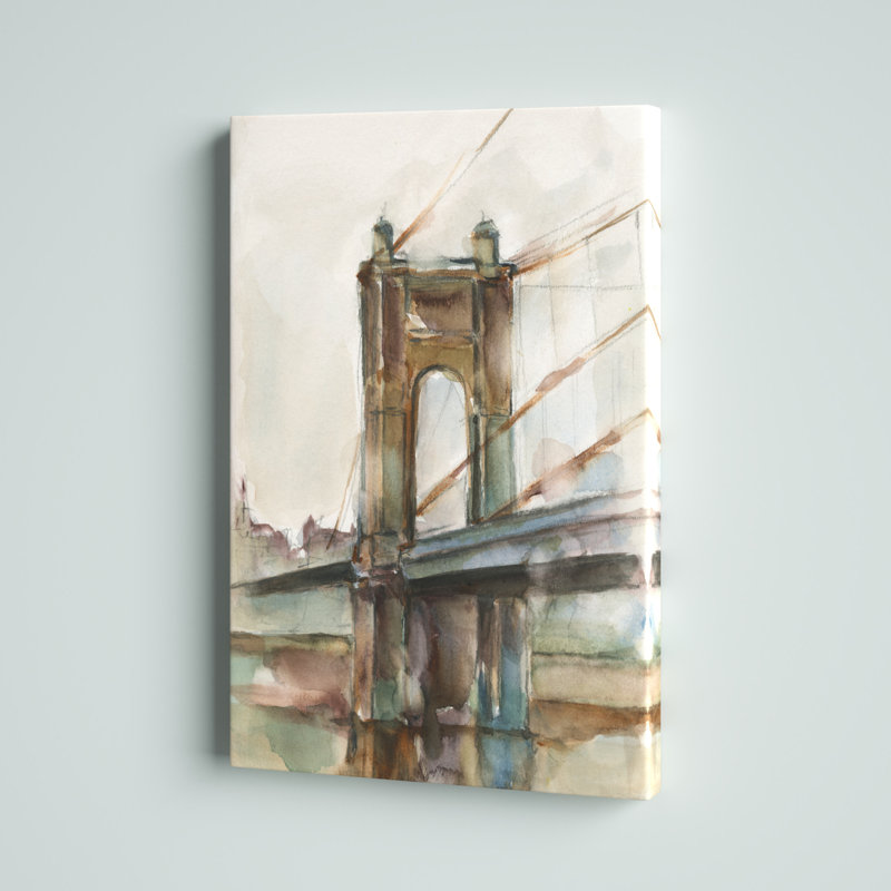 «Bridge At Sunset I» par Ethan Harper, reproduction sur toile tendue, H 18 po x l 12 po